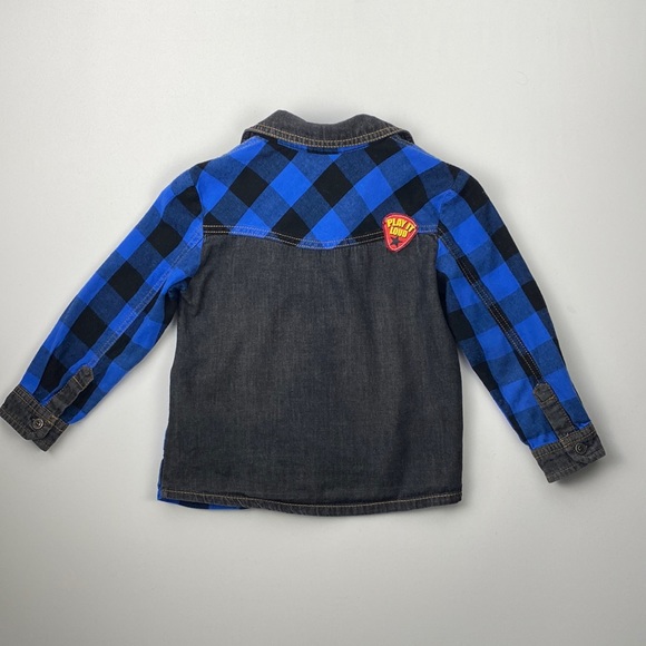 PL Kids Buffalo Check Colourblock Button-Down Shirt 2T - Picture 4 of 7